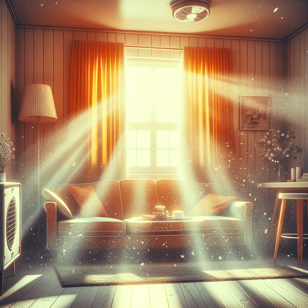 A-1950s-style-living-room-with-visible-dust-particles-in-the-air-illuminated-by-sunlight-streaming-through-a-window-highlighting-the-need-for-air-purifier