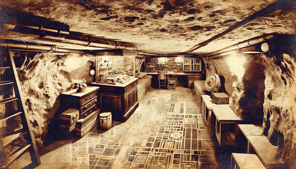 A-contemporary-retro-style-image-from-the-1950s-depicting-a-basement-with-a-musty-scent-and-visible-signs-of-mold