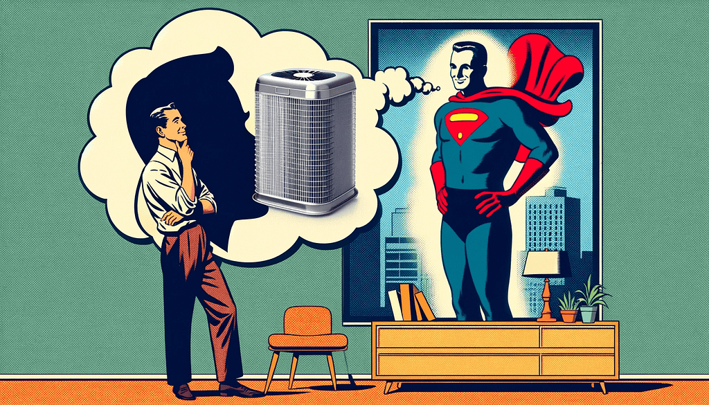 A-contemporary-retro-style-image-reflecting-the-1950s-showing-a-person-imagining-a-superhero-like-figure-representing-an-air-purifier-safeguarding