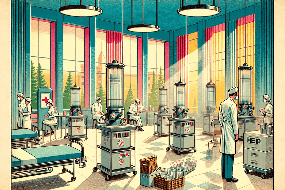 -1950s-contemporary-retro-style-illustration-of-a-hospital-setting-highlighting-the-use-of-HEPA-filters-less-colorful