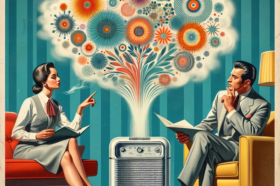 Create-a-contemporary-retro-style-image-in-the-1950s-art-setting-with-less-colors-depicting-the-advancements-in-air-purification-technologies-and-smart