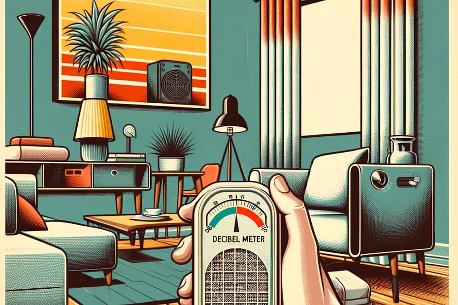 Create-an-image-in-a-contemporary-retro-style-reminiscent-of-the-1950s-illustrating-the-concept-of-measuring-air-purifier-noise-with-a-decibel-meter