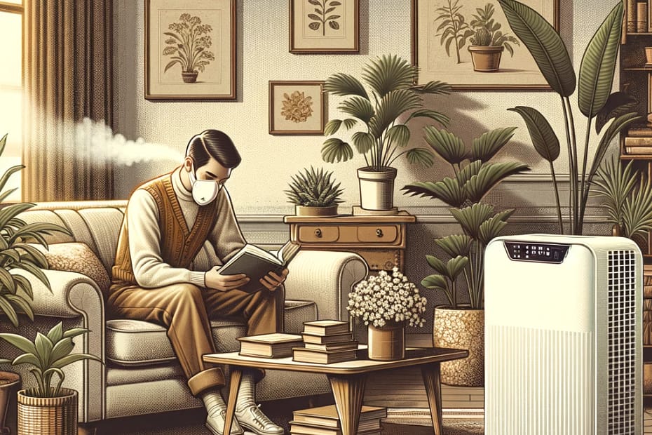 Illustrate-a-contemporary-retro-style-image-from-the-1950s-with-muted-colors-showing-a-person-sitting-in-a-cozy-living-room-reading-a-book-surrounded